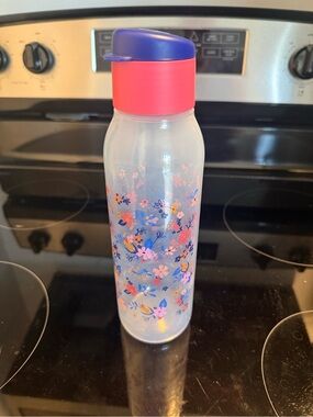 Tupperware Pink and Blue Floral Water Bottle